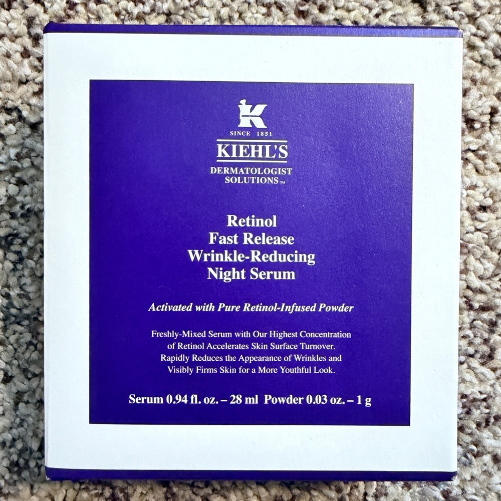 Brand New Kiehl's Fast Release Wrinkle-Reducing
0.3% Retinol Night Serum